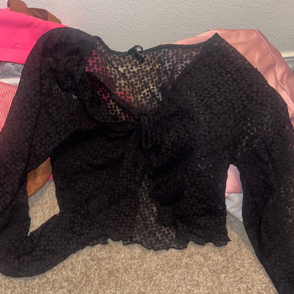F21 Mesh Tie-Up flower top